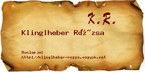 Klinglheber Rózsa névjegykártya